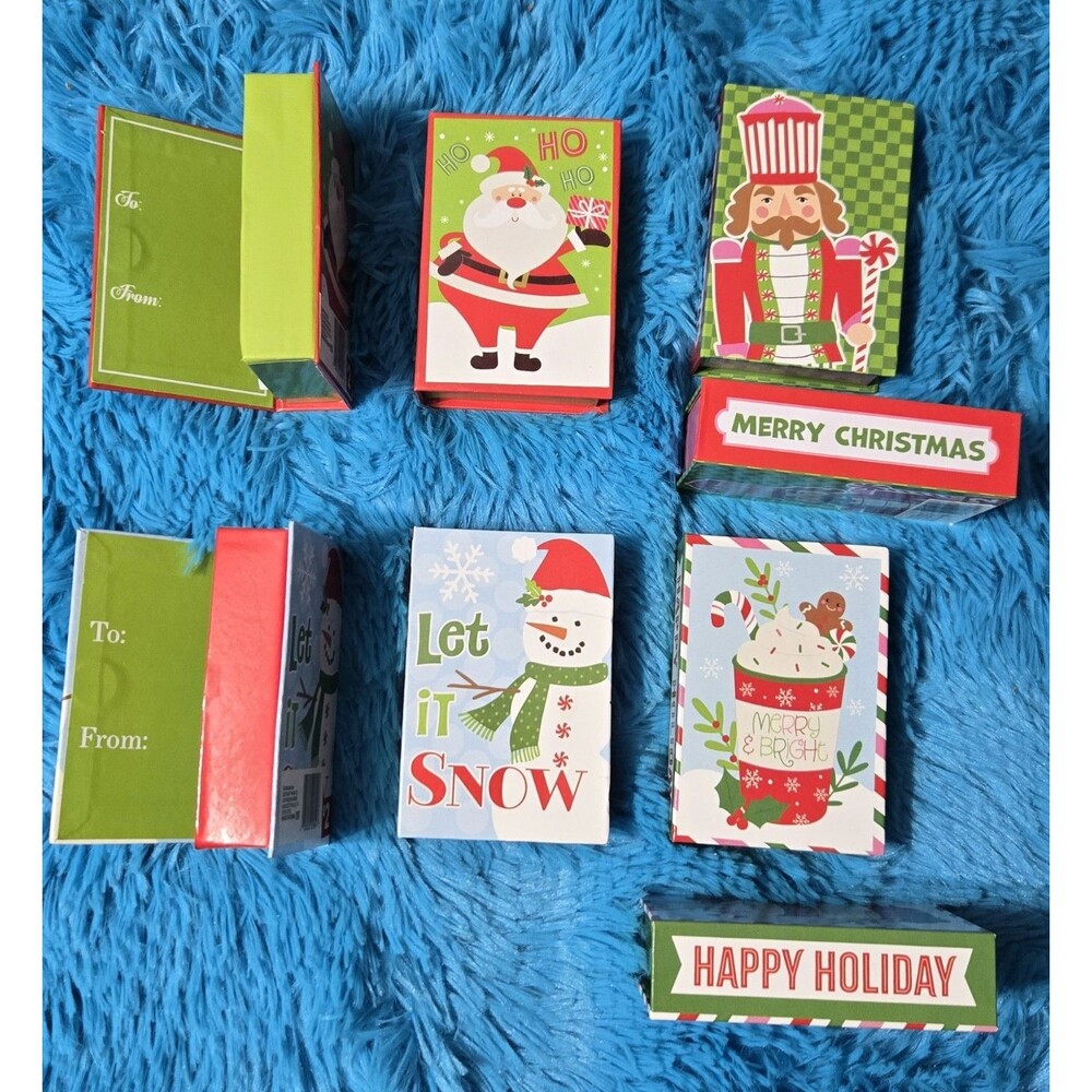 Christmas Little Book Boxes Whimsy Pack Of 8 With 4 Designs